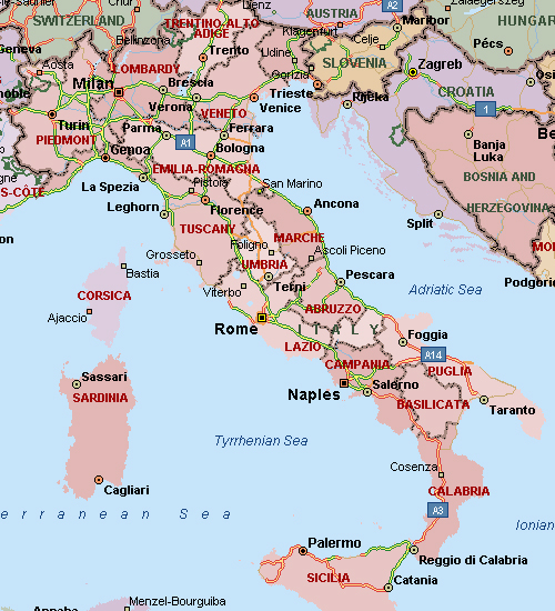 Landkaart Italië