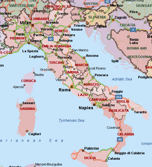 Landkaart Italië